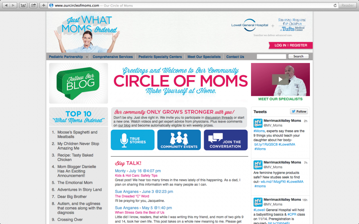 The Floating Hospital for Children supports moms with its Circle of Moms blog.