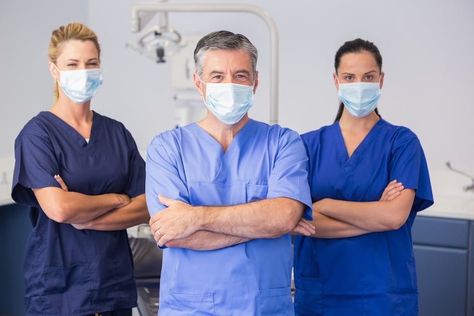 Masked healthcare workers